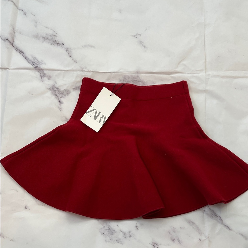 NWT Zara Red Flared Circle Skirt Burgundy - Size S but fits like XS - Picture 6 of 7